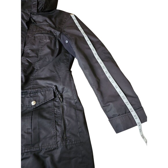 Max Mara Sportmax Code Womens 12 Black Calf Length Utility Hooded Trench Coat - Picture 9 of 12